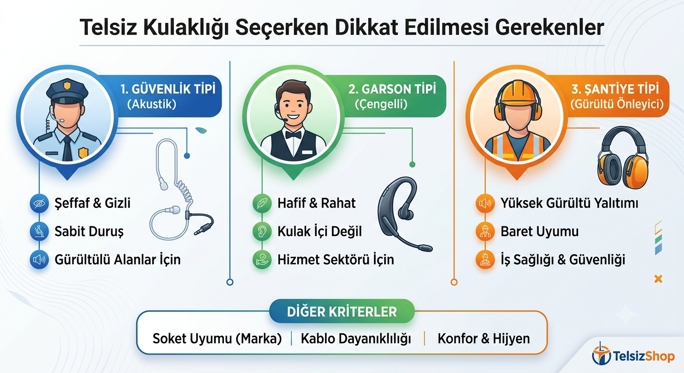 Telsiz Kulaklığı Seçerken Dikkat Edilmesi Gerekenler: Güvenlik, Garson ve Şantiye Tipi Kulaklık Farkları