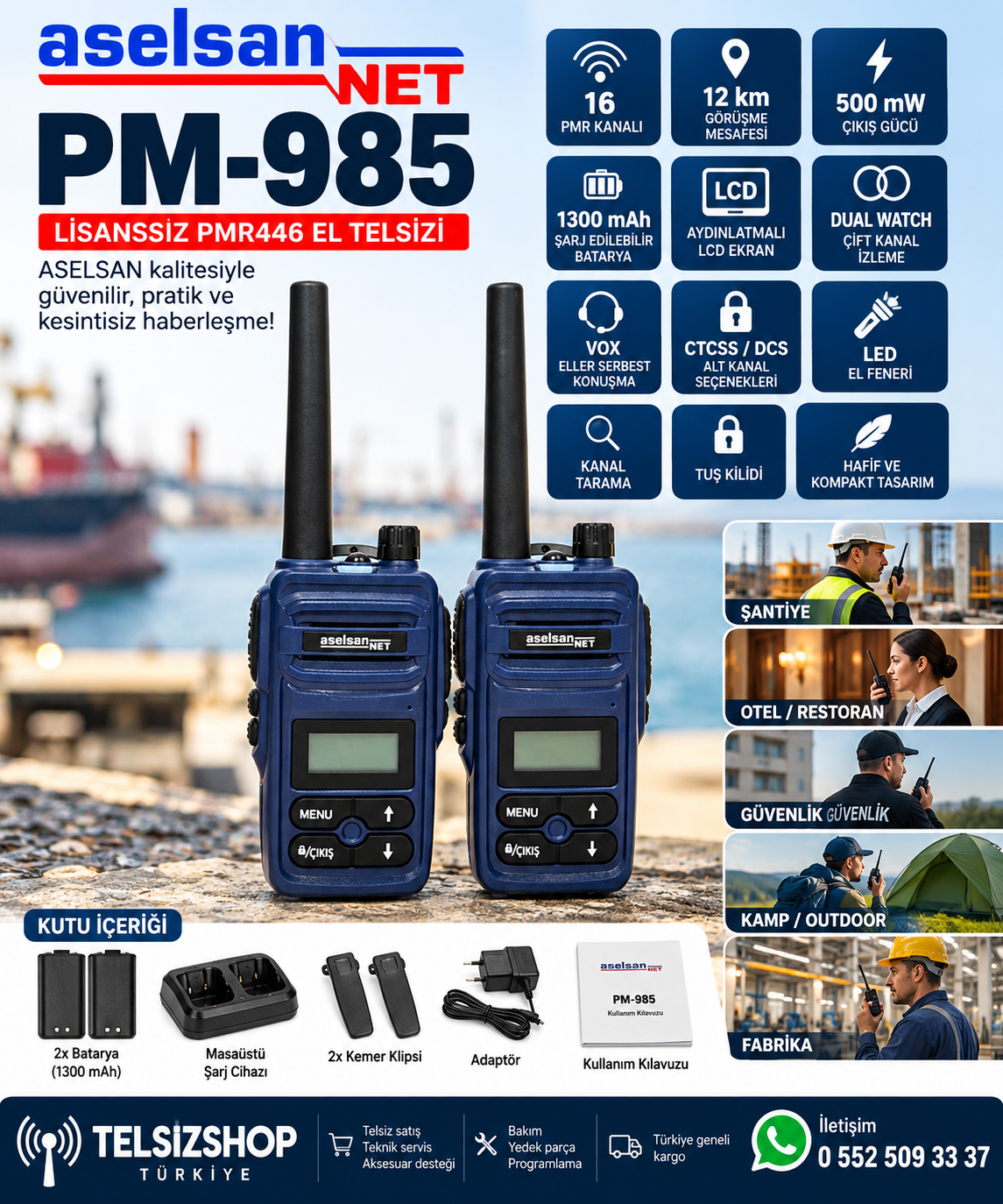 ASELSAN PM-985 – PROFESYONEL PMR446 EL TELSİZİ